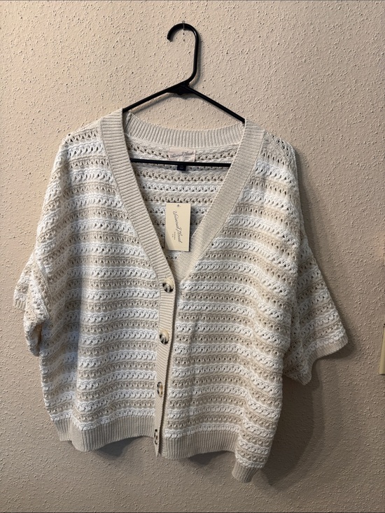 Universal Thread Sweaters - Universal Thread Cream Open-Knit Button Cardigan